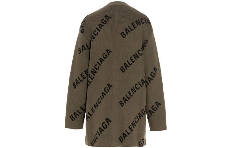 Lookbook (W) Balenciaga FW21 Logo 針織開襟V領卡地根毛衣 米色. 659675T32002900