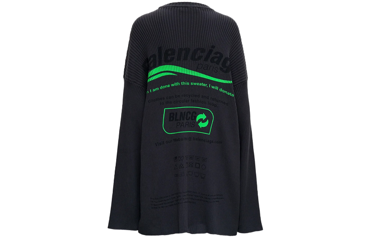 (Women) Balenciaga FW21 Logo Oversized Ribbed Knit Pullover Sweater Women Grey 662723T32106076 圖 3