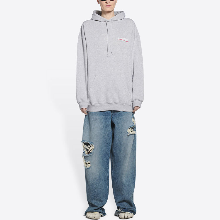 (Women) Balenciaga FW21 Logo Print Pullover Hoodie Grey. 578135TKVI91379 圖 4