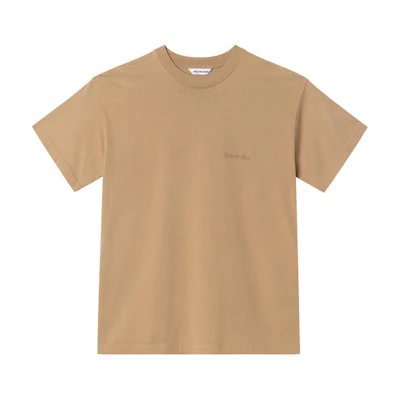 (Women) Balenciaga FW21 Logo T-Shirt Khaki Oversized Crew Neck Short Sleeve. 612965TJV879504