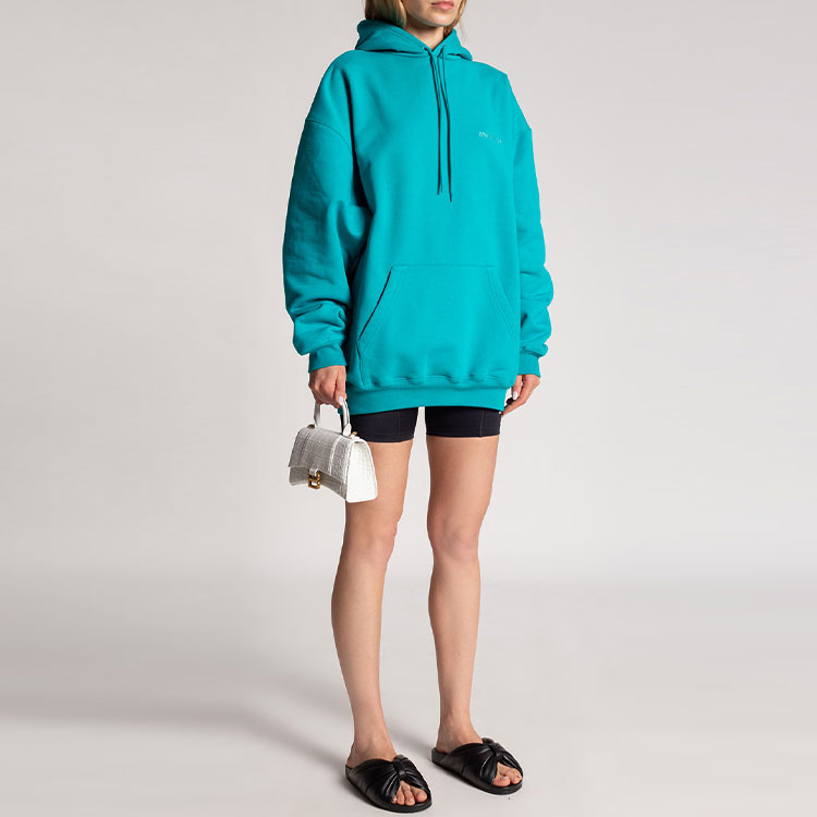 (Women) Balenciaga FW21 Peacock Blue Logo Embroidered Hoodie Pullover. 578135TKVB54664 圖 3