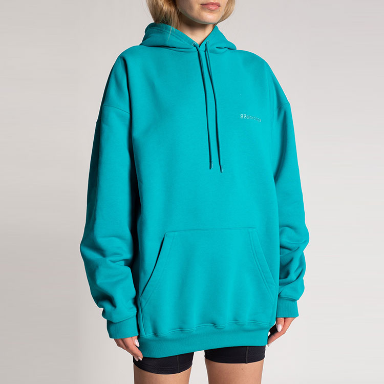 (Women) Balenciaga FW21 Peacock Blue Logo Embroidered Hoodie Pullover. 578135TKVB54664 圖 4