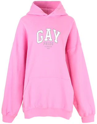 (Women) Balenciaga FW21 Pink Logo Print Oversized Hoodie. 651799TLV545861 Order (Women) Balenciaga FW21 Pink Logo Print Oversized Hoodie. 651799TLV545861