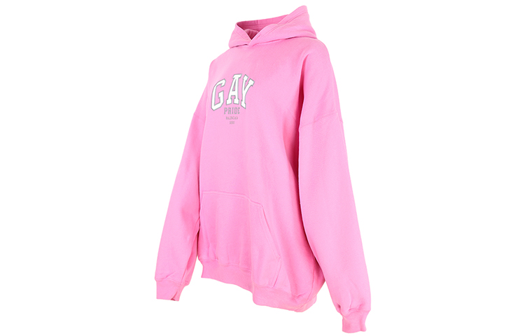 (Women) Balenciaga FW21 Pink Logo Print Oversized Hoodie. 651799TLV545861 圖 4