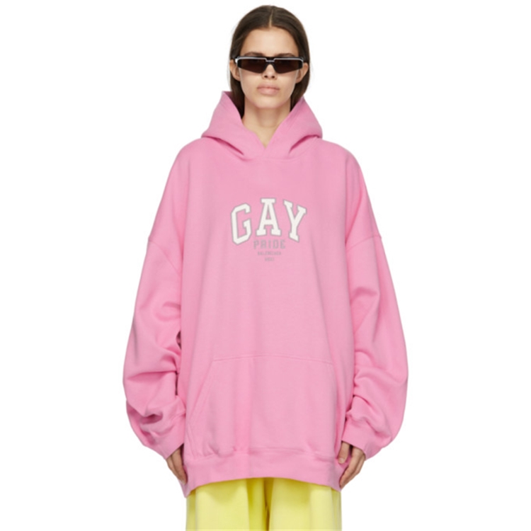 (Women) Balenciaga FW21 Pink Logo Print Oversized Hoodie. 651799TLV545861 圖 5