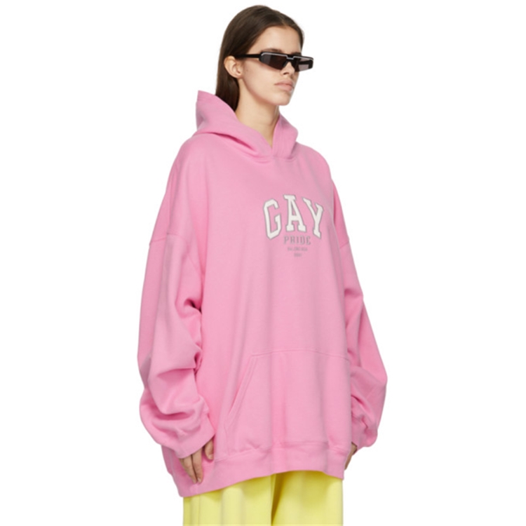 (Women) Balenciaga FW21 Pink Logo Print Oversized Hoodie. 651799TLV545861 圖 7
