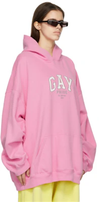 (Women) Balenciaga FW21 Pink Logo Print Oversized Hoodie. 651799TLV545861 Sizing (Women) Balenciaga FW21 Pink Logo Print Oversized Hoodie. 651799TLV545861