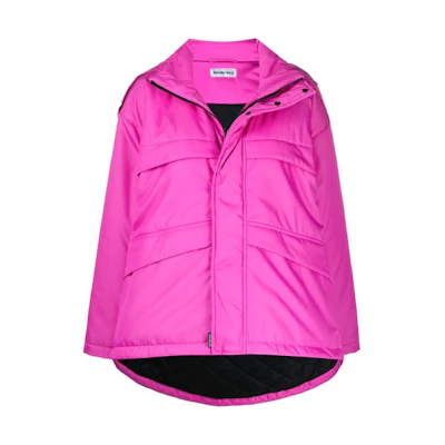 (Women) Balenciaga FW21 Pink Solid Color Hooded Parka Jacket . 626576TIO605710