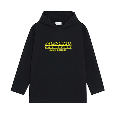 (Women) Balenciaga FW21 Retail Therapy Logo Hoodie Black . 670946TLVA90136
