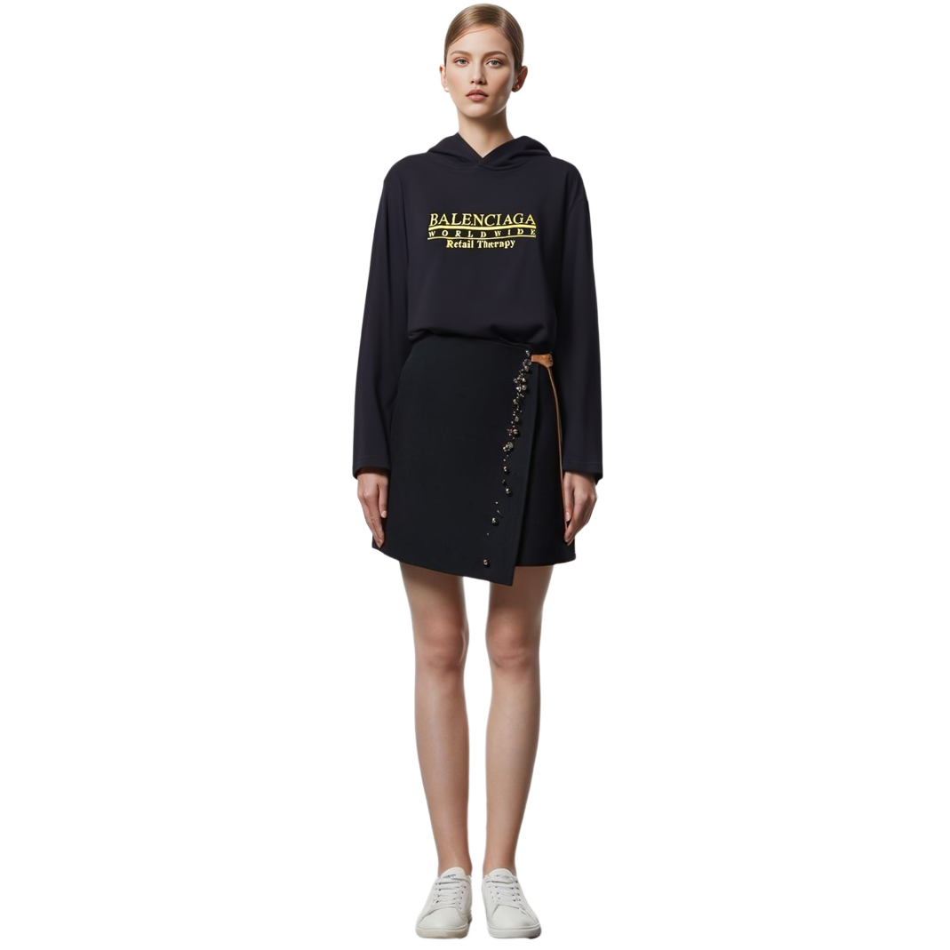 (Women) Balenciaga FW21 Retail Therapy Logo Hoodie Black . 670946TLVA90136 圖 4