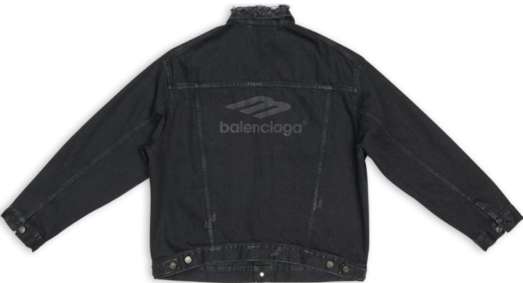 (W) Balenciaga FW22 Jaket Denim Hitam dengan Patch Logo Sulam. 704298TBP470102 Lookbook (W) Balenciaga FW22 Jaket Denim Hitam dengan Patch Logo Sulam. 704298TBP470102