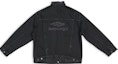 Lookbook (W) Balenciaga FW22 Jaket Denim Hitam dengan Patch Logo Sulam. 704298TBP470102