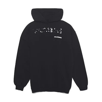 (Women) Balenciaga FW22 Black Hoodie with Logo Print. 578135TOVO61070