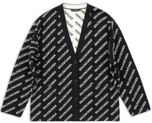 (Women) Balenciaga FW22 Black Knit Cardigan with Logo Letter Print. 719631T16601070 Order (Women) Balenciaga FW22 Black Knit Cardigan with Logo Letter Print. 719631T16601070