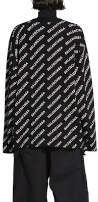 (Women) Balenciaga FW22 Black Knit Cardigan with Logo Letter Print. 719631T16601070 Details for (Women) Balenciaga FW22 Black Knit Cardigan with Logo Letter Print. 719631T16601070