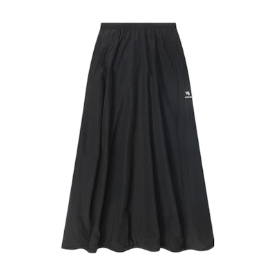 (Women) Balenciaga FW22 Black Logo Print Long Casual Skirt with Elastic Waist. 704356TKO481000