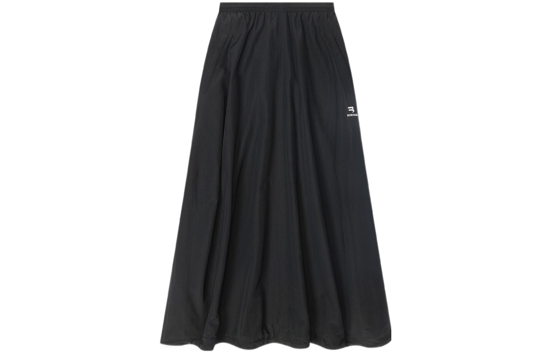 Order (W) 발렌시아가 FW22 블랙 로고 프린트 롱 스커트 (밴딩 허리). 704356TKO481000