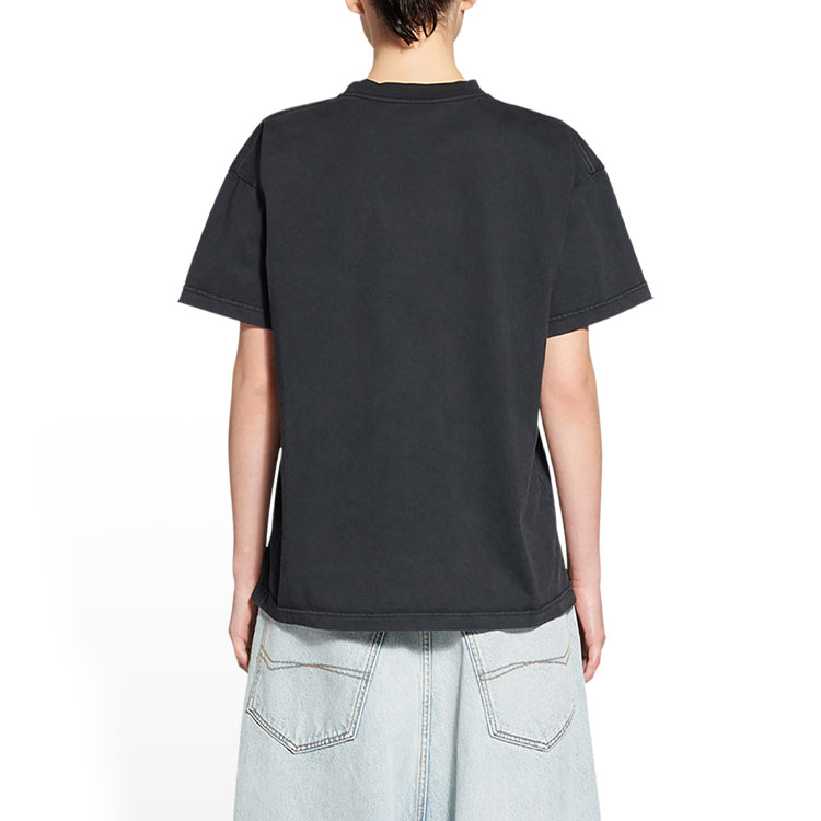 (Women) Balenciaga FW22  Black Loose Fit Embroidered Logo Tee Shirt. 612965TMVG79034 圖 5