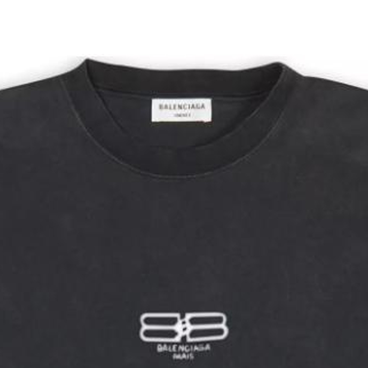 (Women) Balenciaga FW22  Black Loose Fit Embroidered Logo Tee Shirt. 612965TMVG79034 圖 7