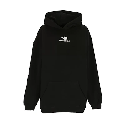 (Women) Balenciaga FW22 Black Oversized Logo Print Hoodie. 578135TNVH21070