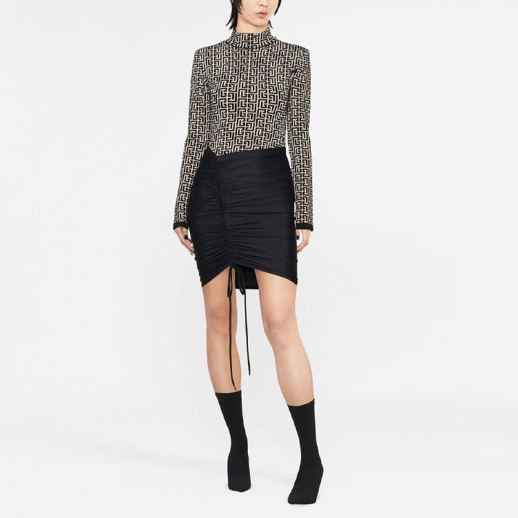 Lookbook (W) 발렌시아가 FW22 블랙 플리츠 미니 스커트 슬림핏 704360TYK071000