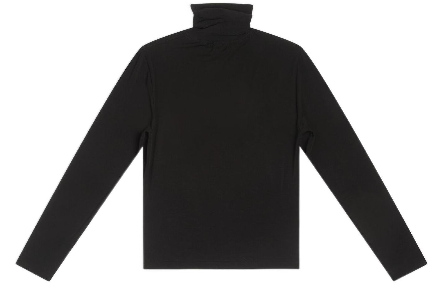 (Women) Balenciaga FW22  Black Solid Color High-Neck Long-Sleeve T-Shirt 698519TCV131000