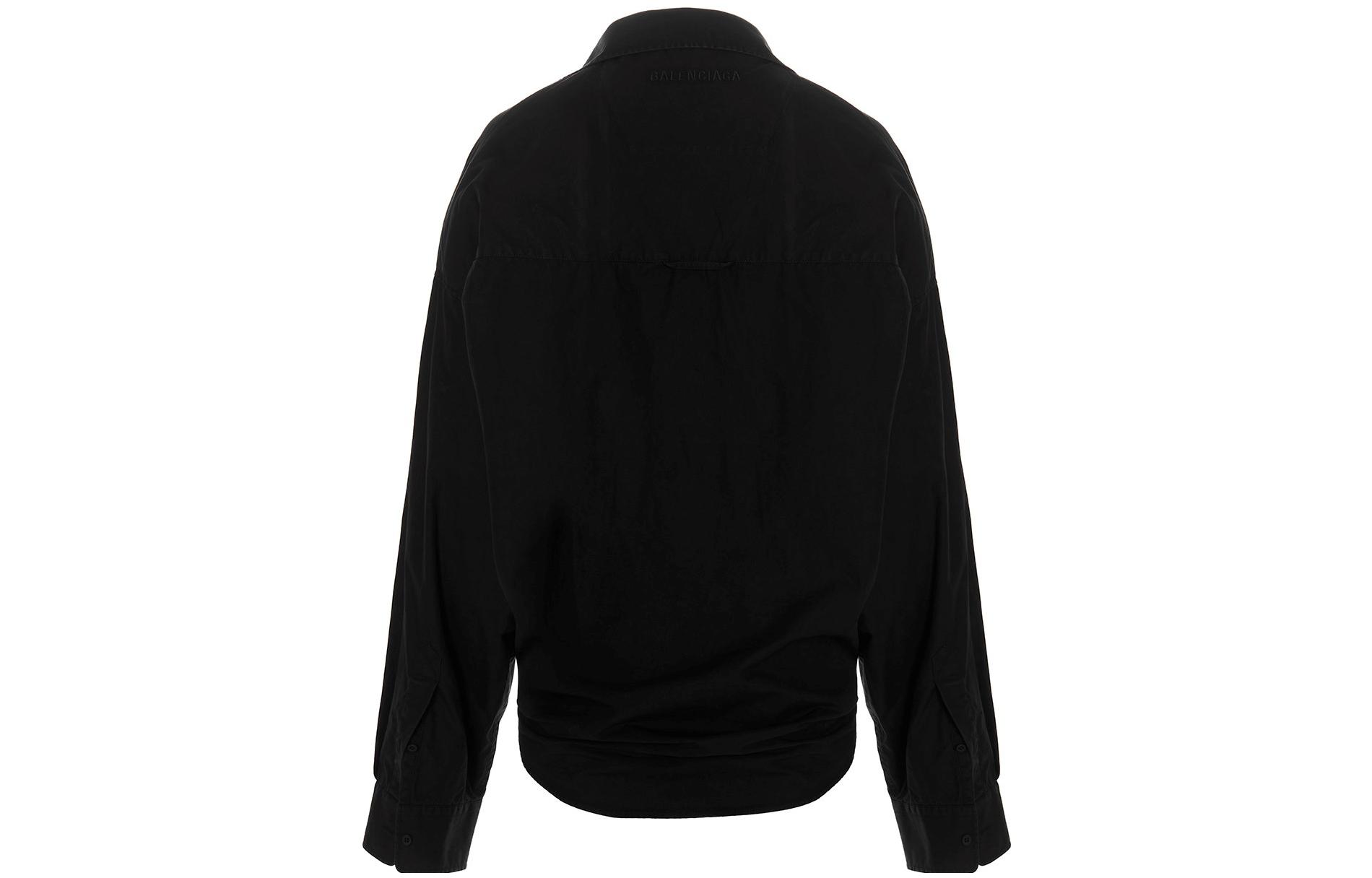 Lookbook (Women) Balenciaga FW22  Black Tie-Waist Single-Breasted Long Sleeve Shirt. 704462TYB181000