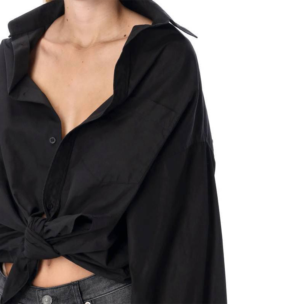 Sizing (Women) Balenciaga FW22  Black Tie-Waist Single-Breasted Long Sleeve Shirt. 704462TYB181000