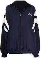 (Women) Balenciaga FW22 Blue Colorblock Logo Zip-Up Jacket Loose Fit 681445TKO484063 (Women) Balenciaga FW22 Blue Colorblock Logo Zip-Up Jacket Loose Fit 681445TKO484063