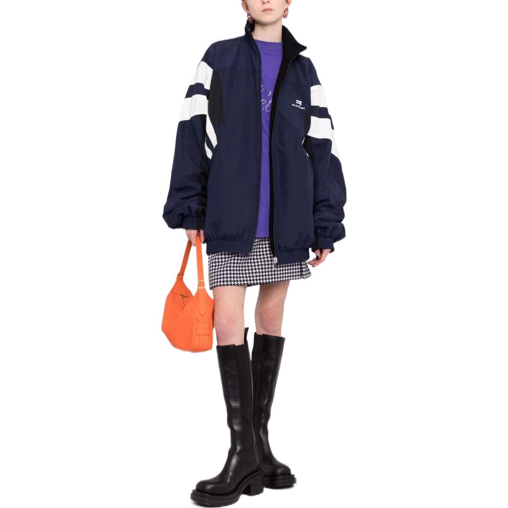 Lookbook (Women) Balenciaga FW22  Blue Colorblock Logo Zip-Up Jacket Loose Fit 681445TKO484063