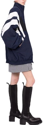 (Women) Balenciaga FW22 Blue Colorblock Logo Zip-Up Jacket Loose Fit 681445TKO484063 Purchase (Women) Balenciaga FW22 Blue Colorblock Logo Zip-Up Jacket Loose Fit 681445TKO484063