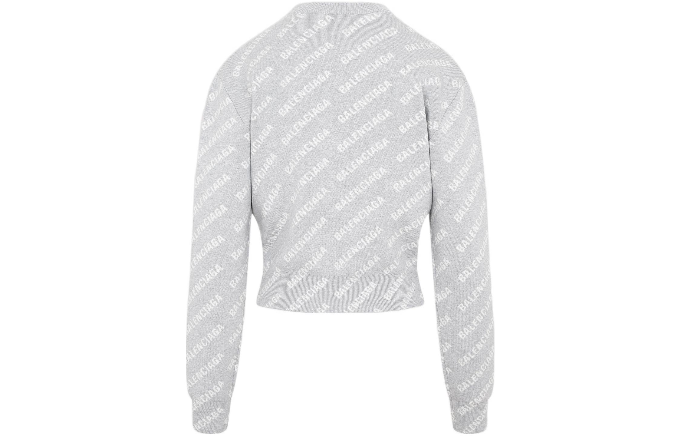 Lookbook (W) Balenciaga FW22 灰色字母Logo印花圓領長袖上衣。 704421T32331461
