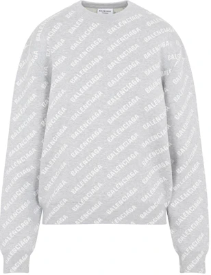 (Women) Balenciaga FW22 Grey Pullover Hoodie with Allover Logo Print. 704428T32331461 Order (Women) Balenciaga FW22 Grey Pullover Hoodie with Allover Logo Print. 704428T32331461