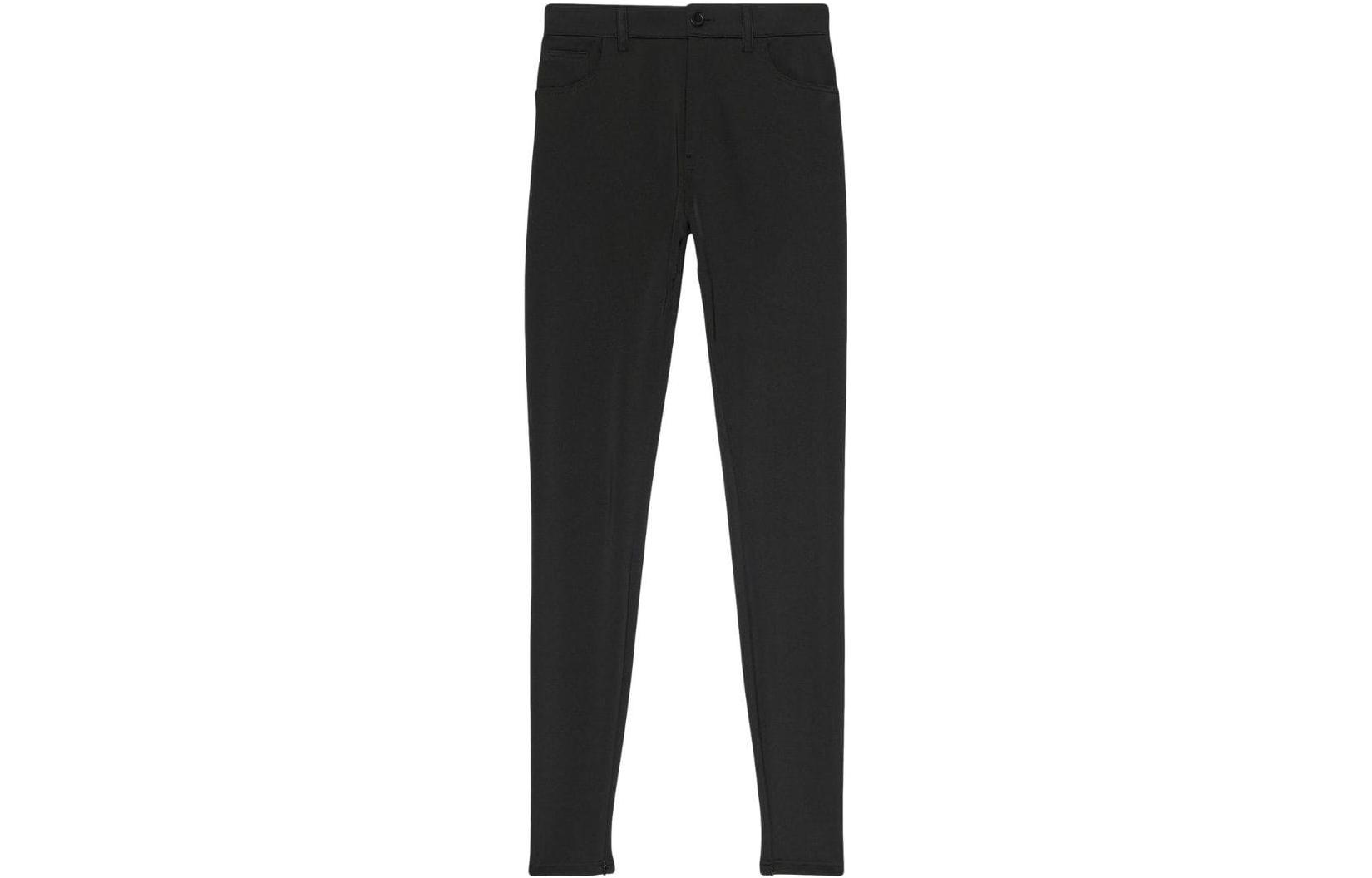 (Women) Balenciaga FW22  High-Waist Slim Fit Black Casual Straight Pants. 704752TVK151000