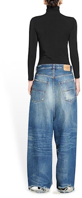 (W) 발렌시아가 FW22 하이 웨이스트 루즈 와이드 레그 블루 데님 진. 706652TBP484455 Purchase (W) 발렌시아가 FW22 하이 웨이스트 루즈 와이드 레그 블루 데님 진. 706652TBP484455