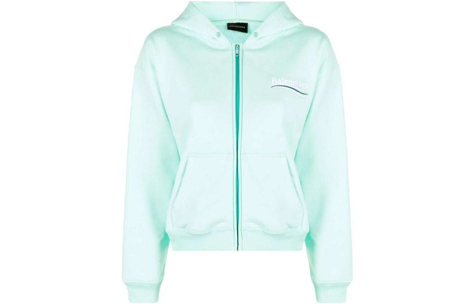 (Women) Balenciaga FW22  Light Green Logo Print Cotton Hoodie Regular Fit. 623451TKVI93461 圖 2