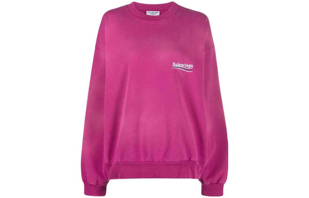 (Women) Balenciaga FW22  Logo Print Crewneck Sweatshirt Purple Red Relaxed Fit. 697869TKVI90528