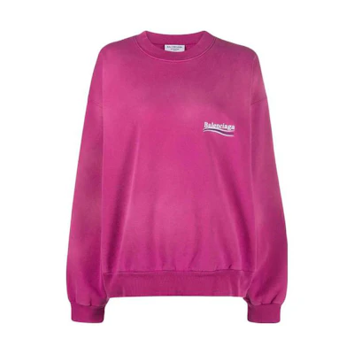 (Women) Balenciaga FW22 Logo Print Crewneck Sweatshirt Purple Red Relaxed Fit. 697869TKVI90528