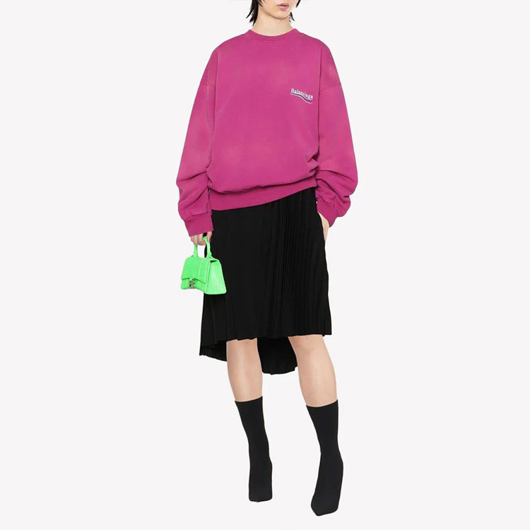 Lookbook (W) Balenciaga FW22 紫紅Logo印花寬鬆版型圓領長袖上衣 697869TKVI90528