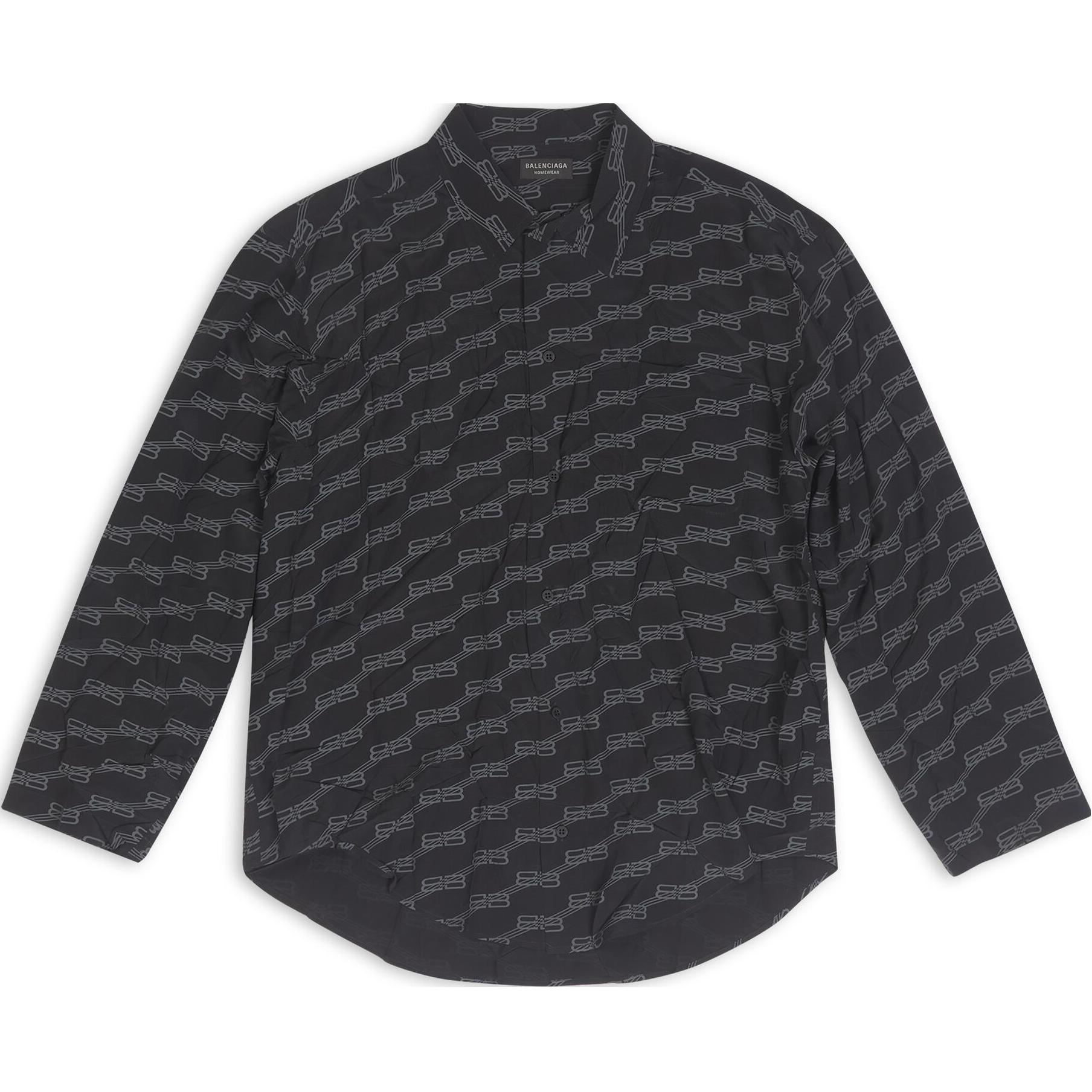 (Women) Balenciaga FW22  Logo Print Long Sleeve Loose Fit Shirt Black 681631TML351269