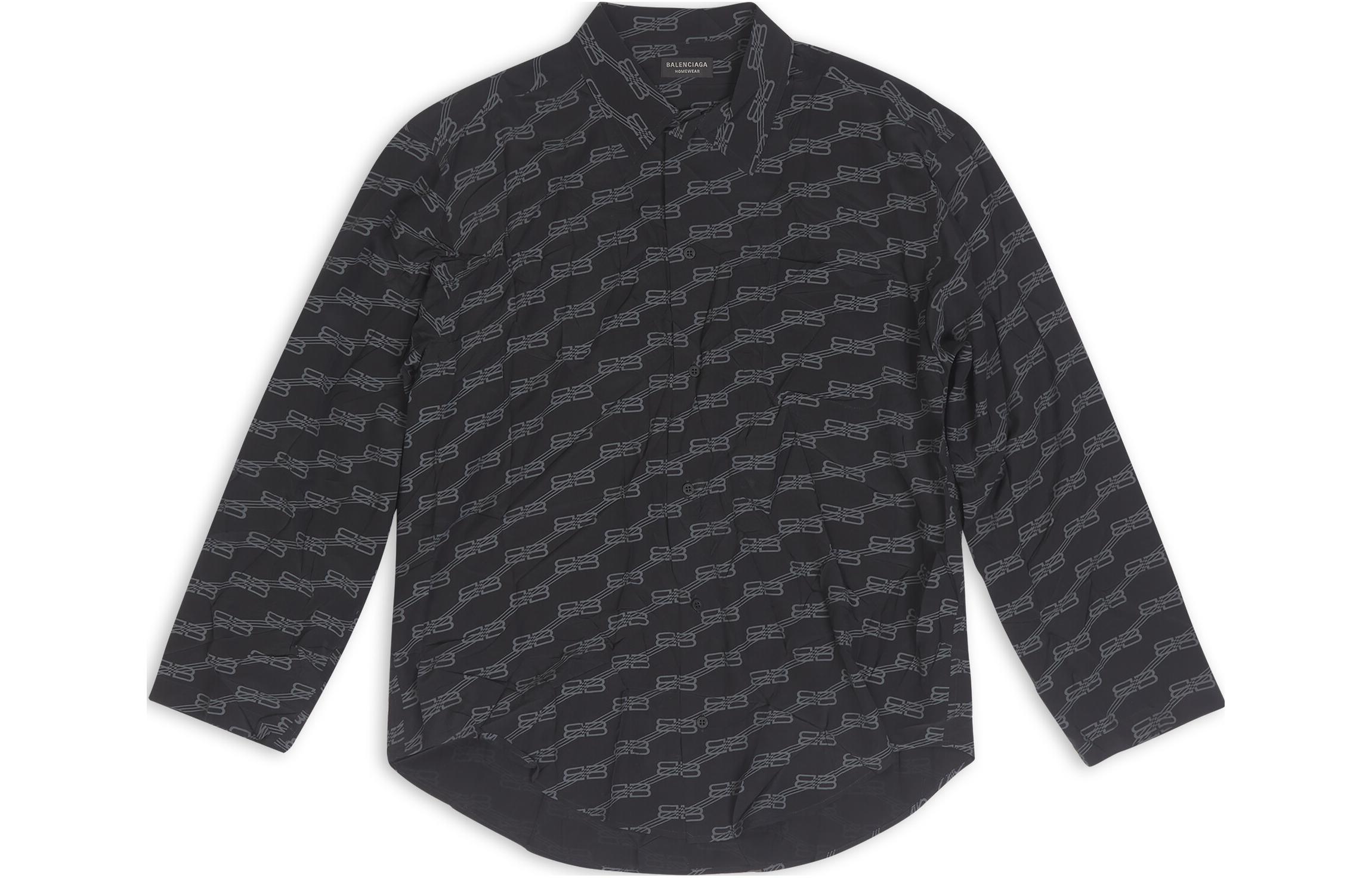 Order (Women) Balenciaga FW22  Logo Print Long Sleeve Loose Fit Shirt Black 681631TML351269