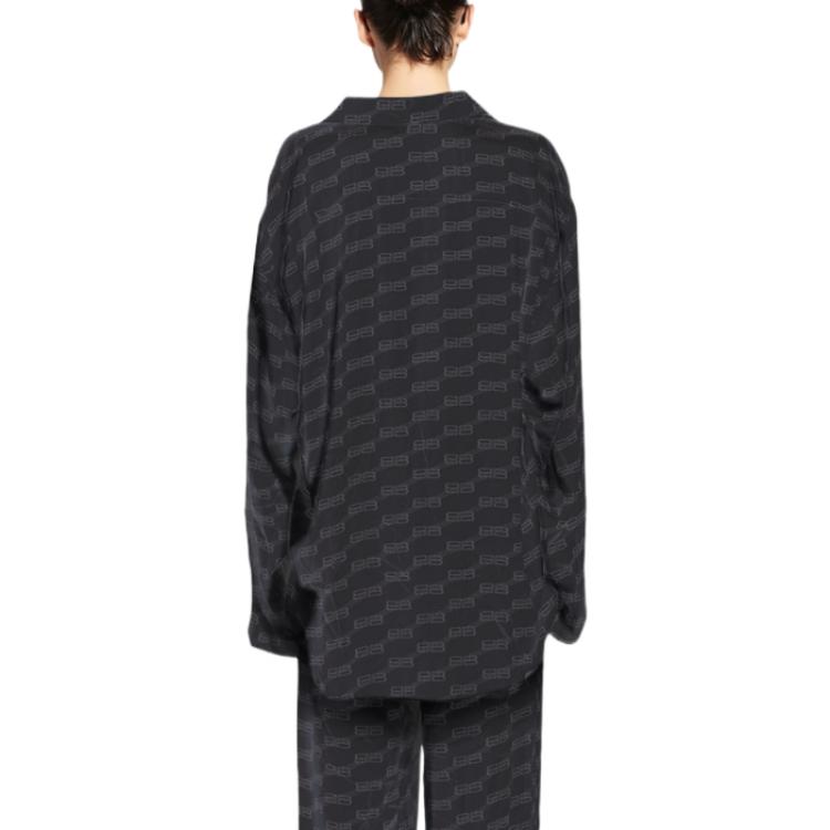 Purchase (Women) Balenciaga FW22  Logo Print Long Sleeve Loose Fit Shirt Black 681631TML351269