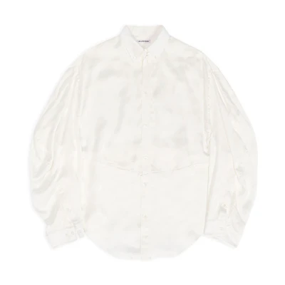 (Women) Balenciaga FW22 Loose Fit BB Monogram Logo Long Sleeve Shirt White 704461TMO689016