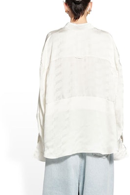 (W) Balenciaga FW22 Camisa Blanca de Manga Larga Loose Fit con Logo BB Monograma 704461TMO689016 Purchase (W) Balenciaga FW22 Camisa Blanca de Manga Larga Loose Fit con Logo BB Monograma 704461TMO689016