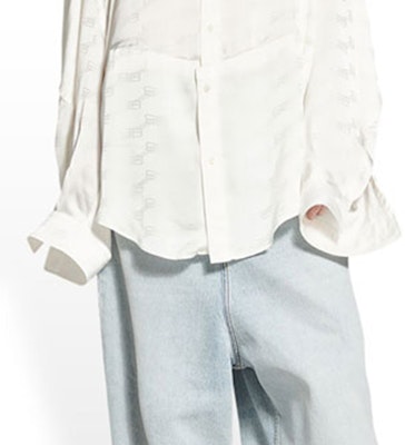 (W) Balenciaga FW22 Camisa Blanca de Manga Larga Loose Fit con Logo BB Monograma 704461TMO689016 Details for (W) Balenciaga FW22 Camisa Blanca de Manga Larga Loose Fit con Logo BB Monograma 704461TMO689016