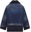 Lookbook (W) Balenciaga FW22 Jaket Denim Patchwork Biru Longgar Potongan Pendek Frayed 681711TJW754021