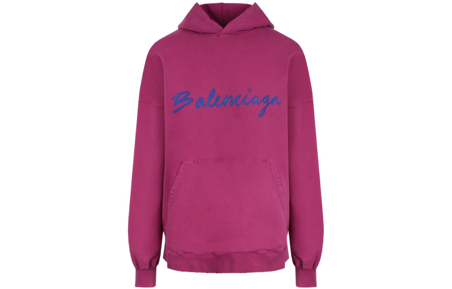 (Women) Balenciaga FW22  Loose Fit Logo Embroidered Hoodie Rose Pink 675003TMVB55079