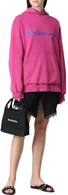 (W) Balenciaga FW22 Hoodie Longgar Logo Sulam Warna Rose Pink 675003TMVB55079 Sizing (W) Balenciaga FW22 Hoodie Longgar Logo Sulam Warna Rose Pink 675003TMVB55079
