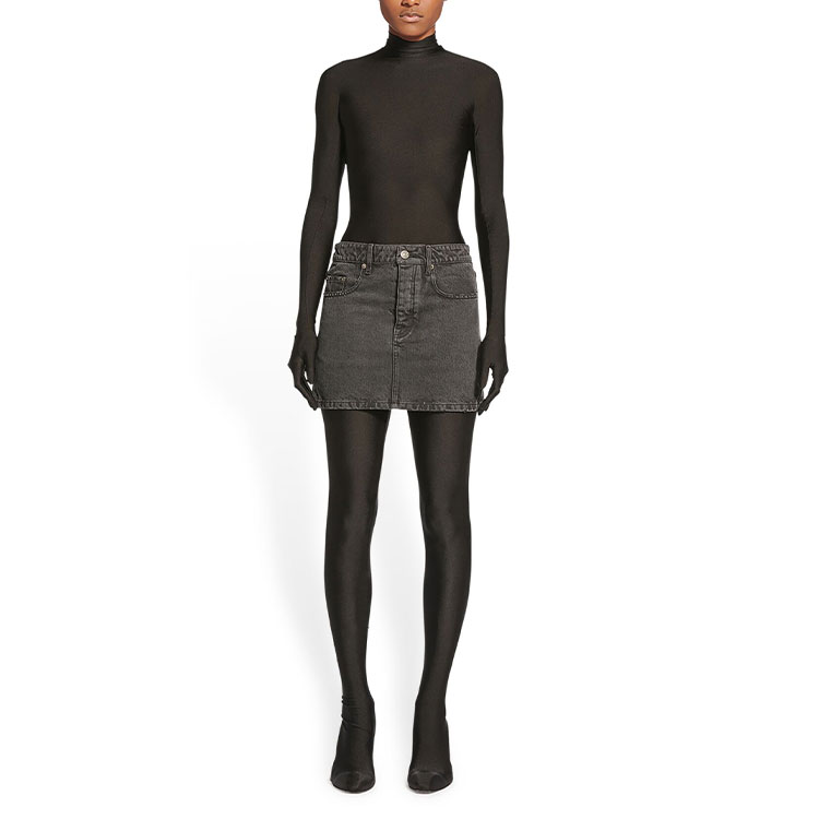 Shop (W) 발렌시아가 FW22 로우라이즈 블랙 데님 미니스커트 681802TMW221044