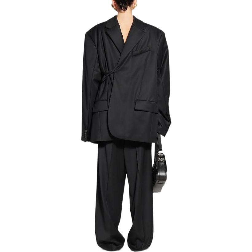 (Women) Balenciaga FW22  Oversized Back-Tied Long Sleeve Jacket Black 704472TJT351000 圖 5